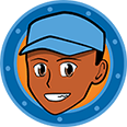 circular logo with cartoon character resembling Ricky